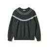 ORIGTEEN Estilo Perezoso Otoño/Invierno Retro Tejido Fair Isle Suéter de Lana para Hombre y Mujer Suéter Holgado de Moda M027