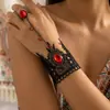Bestseller transfronteiriço estilo gótico gargantilha de renda preta, moda sexy europeia e americana pulseira de flor de rosa rubi brilhante para mulheres