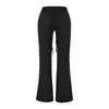 Pantalones de estilo blogger para mujer, ajustados, de cintura baja, acampanados, con dobladillo deshilachado, hasta el suelo, nuevos para otoño, casuales, deportivos
