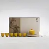 Moji Amarelo Antigo Conjunto Completo de Chá terno Desenho Garça Prateada Cerâmica Kung Fu Conjunto de Chá Caixa de Presente Conjunto de Chá Doméstico