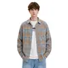 Camisa de manga larga a cuadros diseño S estilo americano para hombre, camisa a cuadros de verano de alta gama con cordón estilo old money