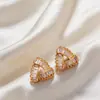Pendientes de Botón Geométricos Triangulares de Circonita Estilo Simple y Fresco Moda Transfronteriza Europea y Americana Pendiente de Aguja de Plata con Temperamento de Alta Gama para Mujer