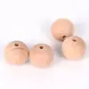 Dientes de leche Juguete de accesorios de cuentas de madera DIY 8-30 mm perforadas de haya cuentas redondas grandes fabricantes de juguetes para molares al por mayor