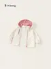 Roupa Infantil Bangxuan Vento de Outono à Prova D'água para Exterior Cardigã de Menina Moletom de Bolinhas Top Infantil Jaqueta com Capuz para Meninas