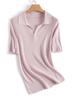 [Hengjia Qy] Tricô Tencel Feminino Manga Curta Gola Polo Peça de Roupa Externa de Verão Pulôver Fino com Fio com Elegante