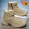 Zapatos de Invierno para Hombre con Plus de Terciopelo Botas Martin de Caña Alta Estilo Retro Británico Engrosados Cálidos de Algodón Botines Botas de Trabajo