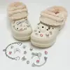 Zuecos forrados de algodón con accesorios decorativos, dijes para zapatos de planeta KT de diamante rosa, alta gama para DIY, ligeros y lujosos adornos de diamante en forma de corazón, y bonitas flores para zapatos para niñas