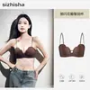 Sujetador Original con Tirantes Finos de Purpurina para Mujer con Poco Pecho, Copas de Pétalo, Forma Redonda, Sin Costuras, de una Pieza, Sujetador Push-Up