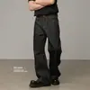 Jeans de Mezclilla Cruda Selvedge Estilo Retro Americano para Hombre, Pantalones Negros Holgados de Pierna Recta, Nuevos Jeans de Otoño e Invierno