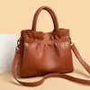 Cross-Border Women's Bags, Fashionable and High-End Pleated Handbags, Large-Capacity, Elegant Handbags for Middle-Aged Ladies, Shoulder Bags