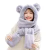 Conjunto de três peças de chapéu de urso feminino, versão coreana, cachecol com capuz fofo do Mickey com luvas quentes integradas, proteção para as orelhas e aquecedor de pescoço para o inverno