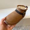 Sapatos de Inverno Infantis em Couro Genuíno Fosco Retro Botas de Neve Infantis Sapatos de Algodão Grossos Forrados com Lã Meninas Botas Curtas Meninos