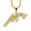 Collar con colgante de pistola incrustado de diamantes dominante europeo y americano accesorios colgantes hip hop geniales para hombre