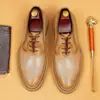 Zapatos Oxford Brogue para Hombre, Piel de Vacuno de Capa Superior Envejecida, Suela Gruesa, Aumentan la Altura, Versátiles Zapatos de Cuero Formales de Negocios Estilo Británico para Hombres