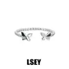 Anillo de Plata de Ley Flor de Mariposa, Estilo Lujo Ligero S925, Anillo Abierto Versátil de Gama Alta de Nicho, Joyería de Plata para Mujer al por Mayor