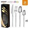 Vajilla de acero inoxidable transfronteriza de Amazon, caja de regalo, adecuada para cintura pequeña, vajilla occidental, juego de cuchillos, tenedores y cucharas de 24 piezas