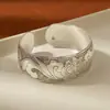 Estilo Étnico Retrô Pulseira Aberta de Prata Miao Imitação Pulseira Larga Esculpida Novo Estilo Antigo Chinoiserie Pulseira de Prata Imitação Feita à Mão para Mulheres