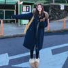 Parka larga de trabajo estilo 2026, chaqueta de algodón con relleno de plumón para mujer, estilo coreano de invierno, corte holgado con cuello grande de pelo, abrigo grueso