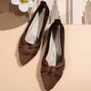 Sapatos Baixos de Bico Fino Tamanho Grande 2026 para Exportação, Modernos Slip-On de Tricô com Laço, Sapatos Casuais Femininos Respiráveis em Blocos de Cor