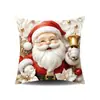 Gafas con Marco Dorado Funda de Almohada de Papá Noel Lujo Ligero Ciervo en Relieve Árbol de Nieve Festival de Invierno Decoración de Sofá Funda de Cojín