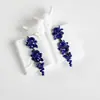 Pendientes Amazon transfronterizos, extragrandes, electrochapados, elegantes, de estilo largo, con un toque de alta gama, adornados con borlas y pedrería negra
