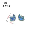 Quema a baja temperatura azul degradado flor mariposa aleación gota de aceite diy llavero accesorios de joyería pendientes colgante material