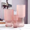 Jarrón de Cristal con Rayas Verticales Esmeriladas Color Rosa Estilo Ins Juego de Tres Piezas Mesa de Comedor de Hotel Flor Florero Sala de Estar Botella de Cristal
