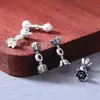 Plata pura S925 viga de equilibrio de doble extremo flor pequeña cuentas cuadradas pulsera de cuerda trenzada hecha a mano DIY accesorios de cuenta espaciadora para collar