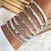 Pulsera de cadena simple personalizada de joyería transfronteriza europea y americana, juego de brazaletes abiertos geométricos brillantes de moda vintage