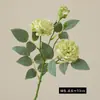 Rosas Chá de Três Cabeças Artificiais de Alta Qualidade com Borda Assada, Novo Arranjo de Flores para Decoração de Entrada de Casa Estilo Chinês, Adereços de Fotografia