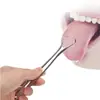 Raspador de Língua de Aço Inoxidável Removedor de Revestimento da Língua Ferramenta de Limpeza da Língua para Adultos Higiene Bucal Raspador de Língua para Mau Hálito