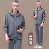 Traje deportivo para hombres de mediana edad y ancianos, chaqueta de primavera y otoño holgada de talla grande, papá de mediana edad casual para correr, conjunto de tres piezas