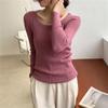 Suéter Suave de Punto con Cuello Redondo Estilo Coreano para Mujer, Nueva Moda Otoño e Invierno 2026 Ajuste Delgado Versátil Top Base Adelgazante