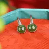 Yuebao Joias Prata Esterlina S925 Jade Hetian Jadeíta Ruyi Auspicioso Brincos Redondos Vazados Joias de Prata Novo Estilo Chinês