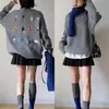 Tejido de Punto Bordado de Nicho Estilo Perezoso para Mujer Principios de Otoño Estilo Coreano Nuevo Suéter de Punto Grueso Suave tipo Cera Top Casual para Mujer