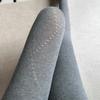 Meias Listradas Versáteis, Meias-Calças Quentes que Valorizam as Pernas, Leggings Pretas Grossas, Meias de Seda Cinza, Estilo Fino de Outono para Mulheres