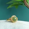Anillo para hombre y mujer con superficie de huevo de jade Hetian natural incrustada al por mayor simple retro boca abierta pequeño fresco Anillo para mujer al por mayor