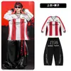 Ropa de Street Dance para Niños Ropa Hip Hop de Moda para Niños Rayas Rojas y Blancas 03 Conjunto de Ropa de Baile Traje de Presentación para Niñas Niños