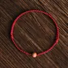 Pulseira de Corda Vermelha de Madeira de Pessegueiro Velho da Montanha Putuo para Homens e Mulheres, Contas que Mudam a Sorte, Proteção do Ano do Zodíaco, Segurança, Boa Sorte, Cordão de Mão Trançado