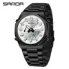 Reloj Digital Sanda Pantalla Dual Sincronizada Multifuncional para Hombre Octagonal Cuenta Regresiva Luminoso 3376