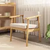 Silla de Comedor Tapizada de Madera Maciza Nórdica Silla Casual Japonesa con Reposabrazos y Respaldo Silla de Escritorio Silla de Maquillaje Silla para Tienda de Té con Leche