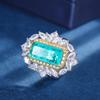Zhuang Shengsheng Jóias Fundo de Cobre Banhado a Ouro Conjunto de Jóias Simulação Paraíba Diamante Pingente Anel Principal 8 * 16 6 * 8