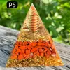 Pirâmide de bola de cristal natural de 8cm Ornamento de mesa de escritório europeu e americano Artesanato de pirâmide de resina para yoga e meditação
