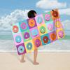 Toalha de Praia Infantil Dupla Face de Veludo Estampado Amazon Seaside Shawl de Desenho Animado Toalha de Banho Secagem Rápida Absorvente Toalha de Natação