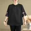 Foto Real de Roupas Femininas Plus Size 2025 Fio Nuvem Fragrante Top Chinês Camisa de Botão Estilo Chinês para Mulheres Estilo Ocidental Camiseta Mãe Xiangyun