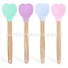 Venta al por mayor de fábrica herramientas de silicona para hornear madera creativa amor utensilios de cocina cuchara para mezclar
