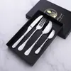 Conjunto L de Aço Inoxidável de Faca, Garfo e Colher 1010 Aço Inoxidável Faca e Garfo para Bife Talheres Banhados a Ouro Conjunto de Presente de Natal