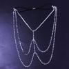 Sexy cadena de pierna de diamantes de imitación multicapa transfronteriza Nueva tobillera de cuerda elástica para playa para damas europeas y americanas, hermosa joyería para piernas