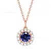 Collar Popular de Diamantes de Colores y Circonita Redonda de Alta Venta Moda Colgante Totalmente Incrustado de Diamante Cadena para Clavícula que No se Desvanece Venta al por Mayor de Fábrica