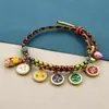 Pulsera de Flor de Durazno de los Cinco Dioses de la Riqueza Estilo Tíbet, Cordón Tejido a Mano Nudo de Flor de Durazno, Pulsera Thangka de Cuerda Multicolor Estilo Étnico